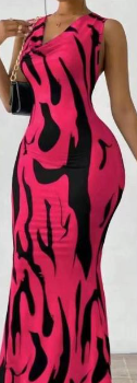 Women's Long Fitted Dress with Print
