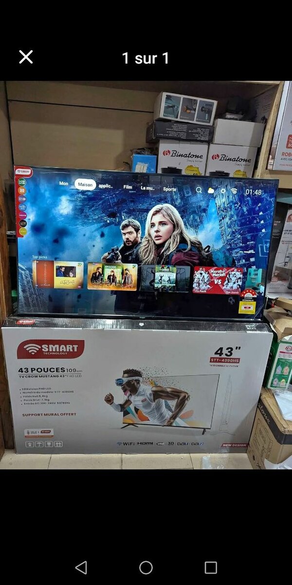 TV smart Android 43 pouce