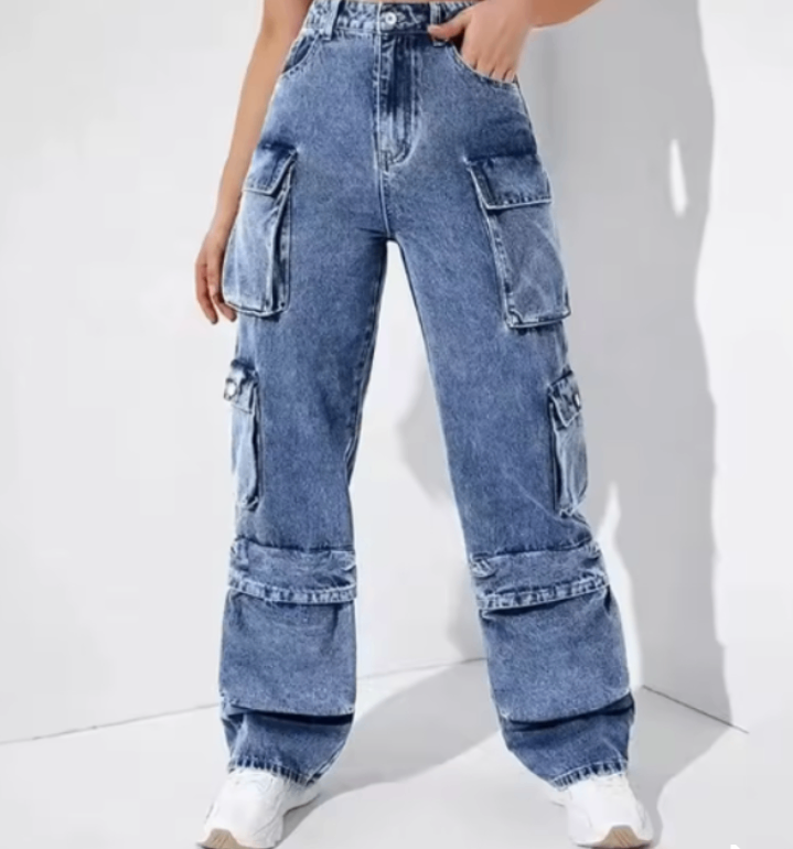 Jeans cargo tendance femme