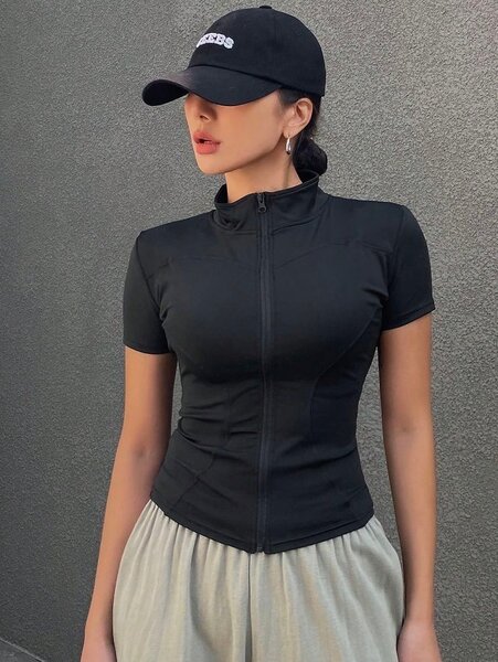Tee-shirt zippé tendance femme