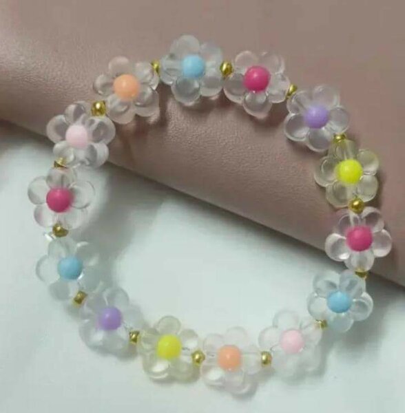 Bracelet perles fleurs colorées