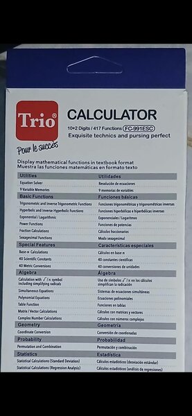 Calculatrice Scientifique Trio 417 Fonctions