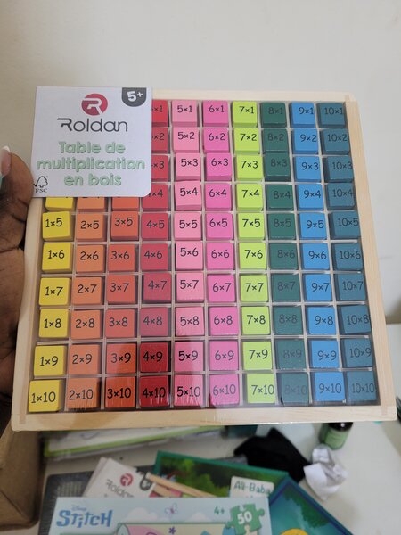 Table de multiplication en bois