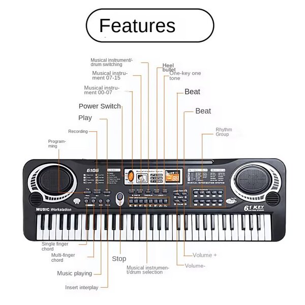 61 keys piano with mic