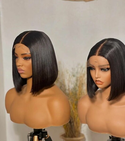 Bob human hair full frontal Wig 12 inches Available in as se