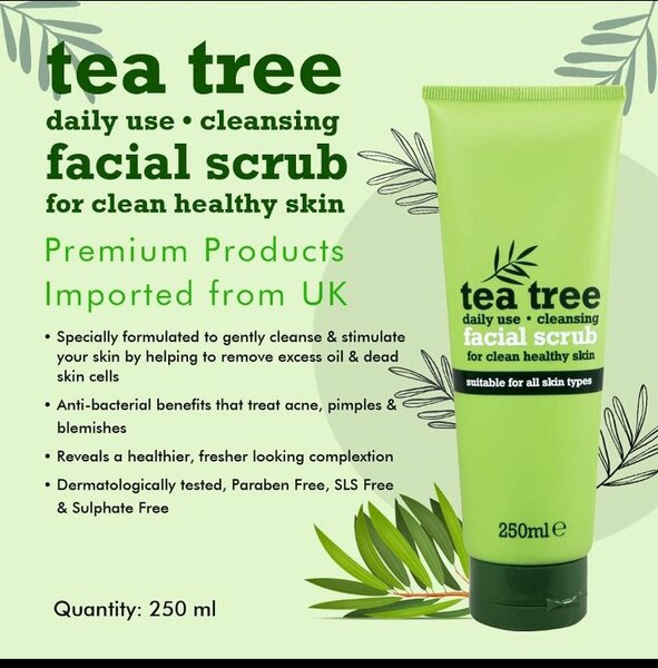 Tea tree facial scrub and wash