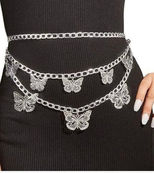 Ceinture chaînes papillons