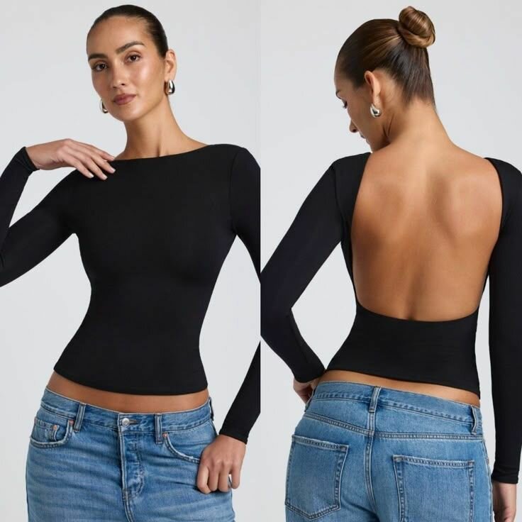 Haut dos nu noir chic