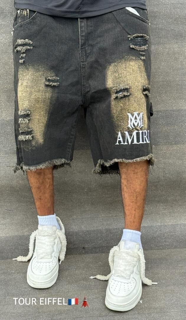 Bermuda en jean déchiré pour hommes