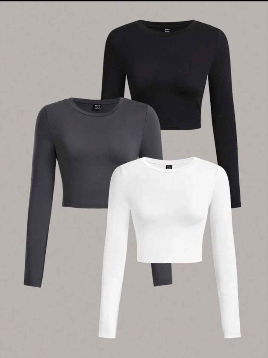SHEIN EZwear Pack Of 3 Women Versatile Casual Simple Long S