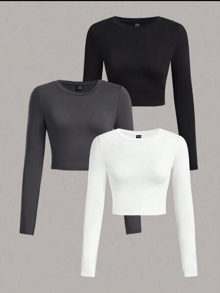 SHEIN EZwear Pack Of 3 Women Versatile Casual Simple Long S