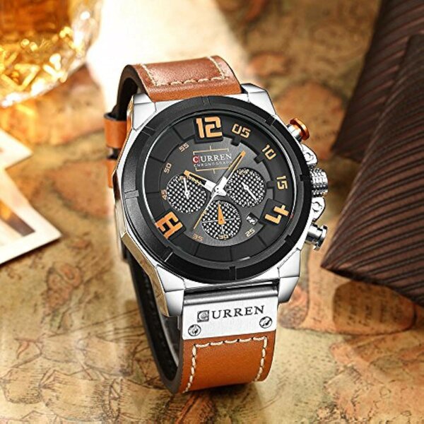 Montre CURREN chronographe à quartz, bracelet cuir