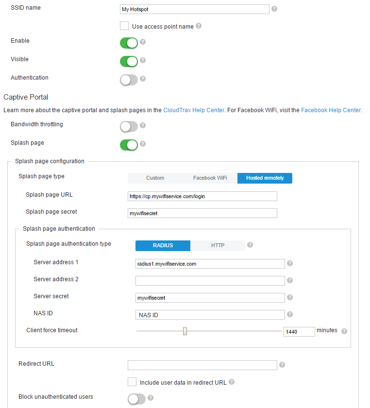 Portail captif cloudtrax
