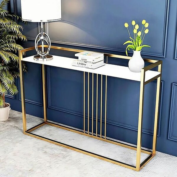 Console élégante en métal doré