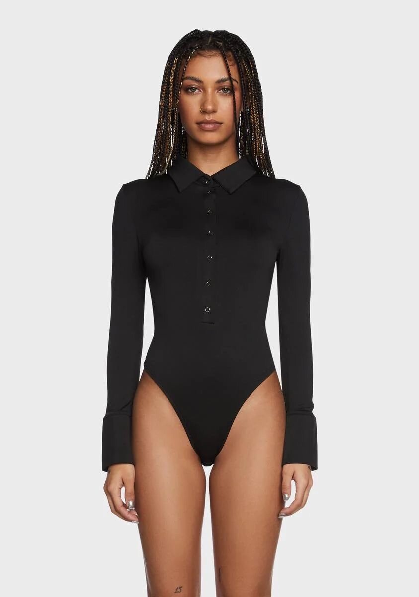 Body manches longues noir femme
