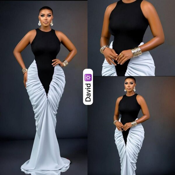 Robe élancée noire et blanche