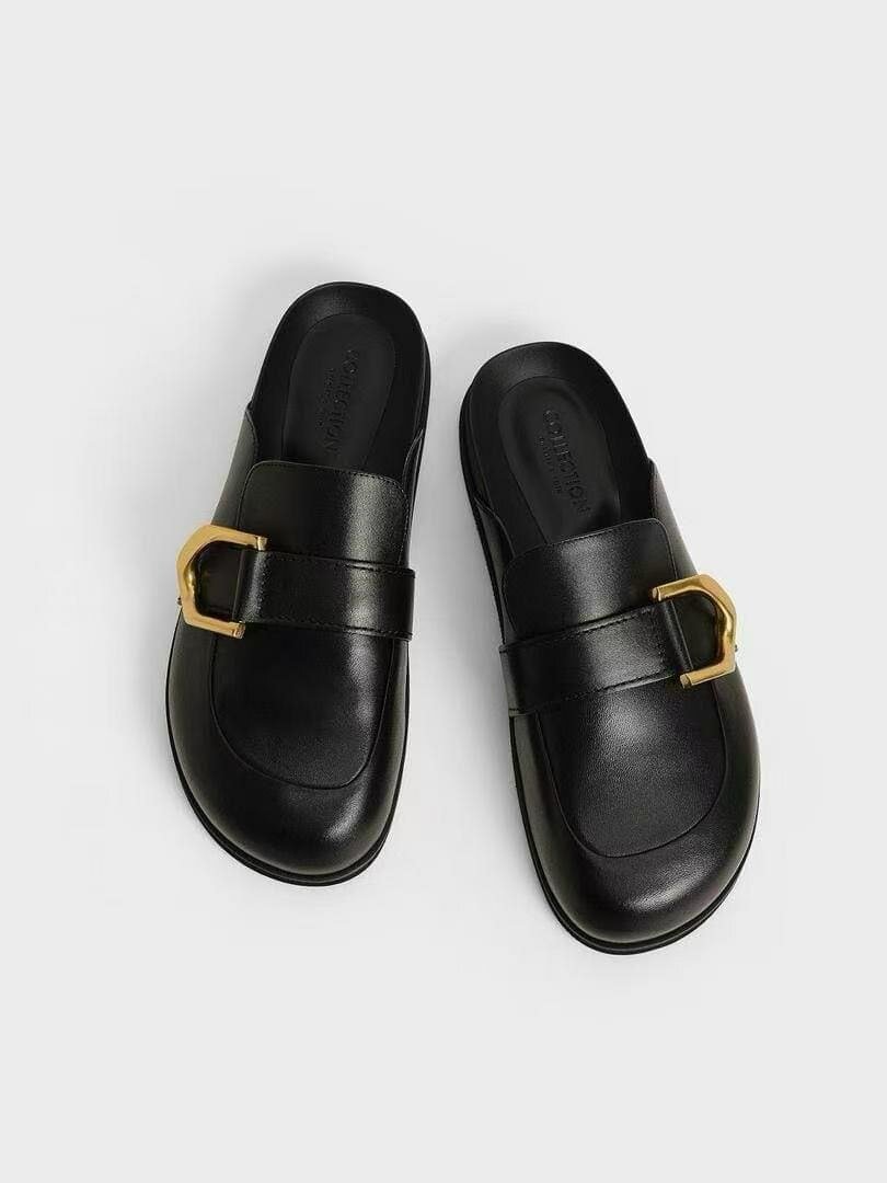 Mules en cuir noir chic