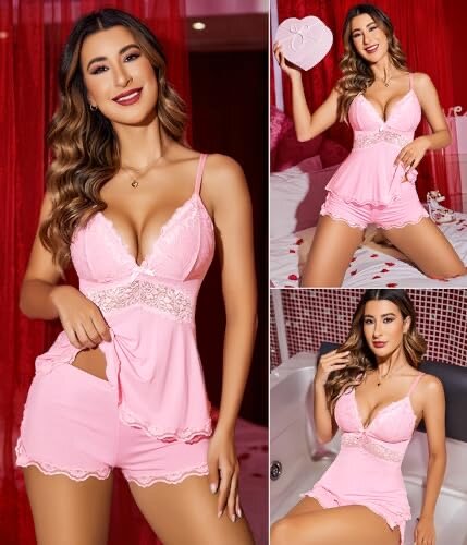 Ensemble nuisette satin dentelle