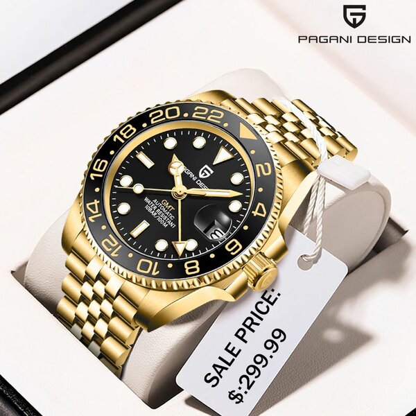 Montre Luxe Auto Dorée Saphire