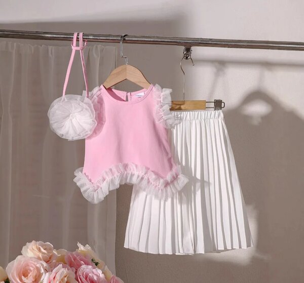 Ensemble Fille Rose et Blanc