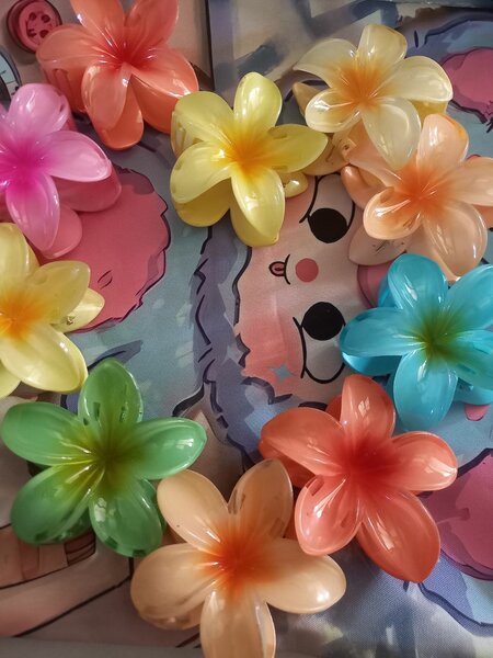Pince à cheveux fleur colorée