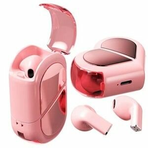 Écouteurs Bluetooth cœur Rose