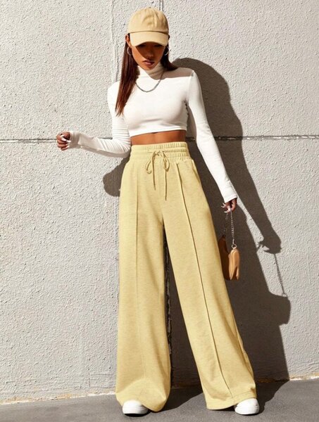 Joggings large jaune femme