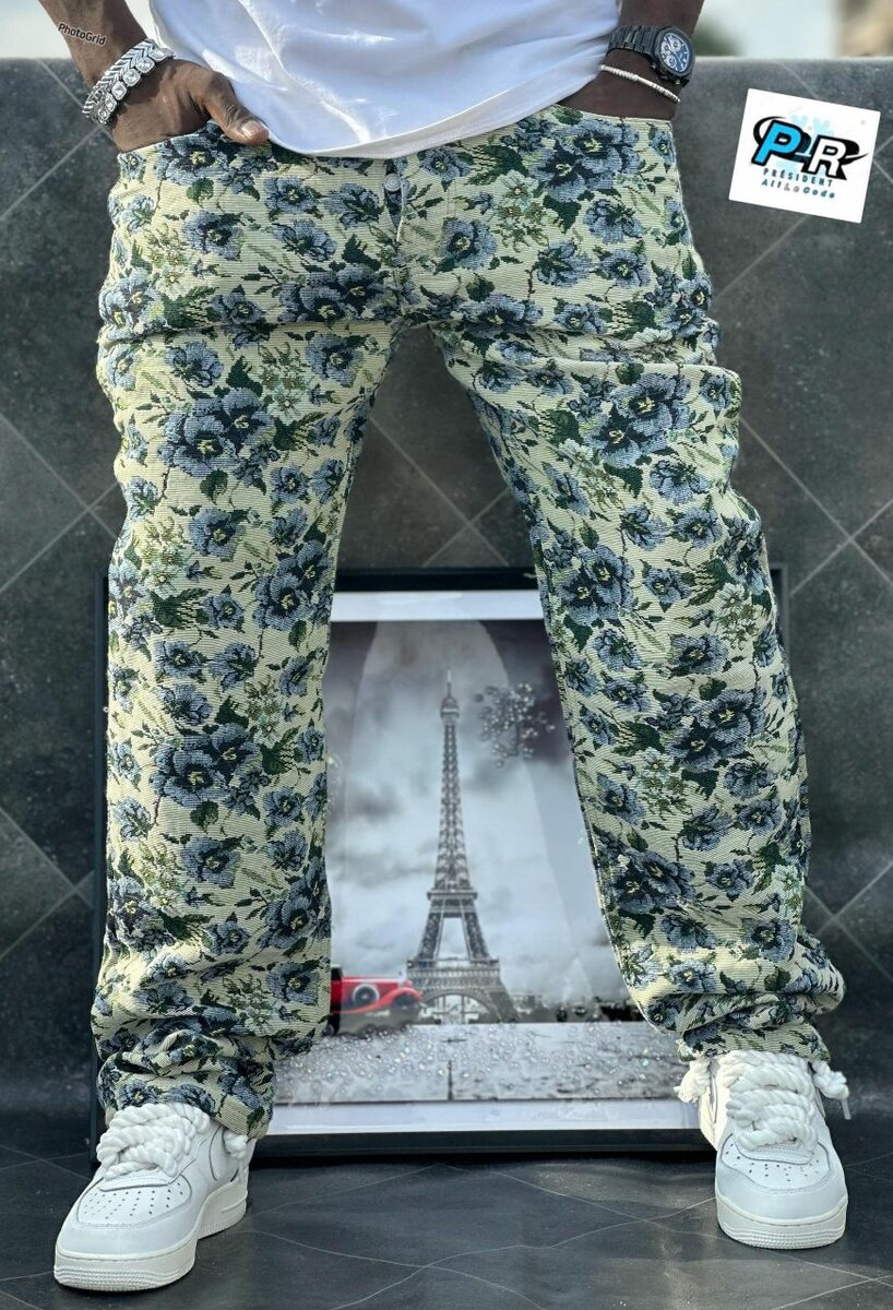 Jeans imprimés floraux pour homme