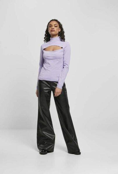 Women's Cut-out Turtleneck Long Sleeve Top