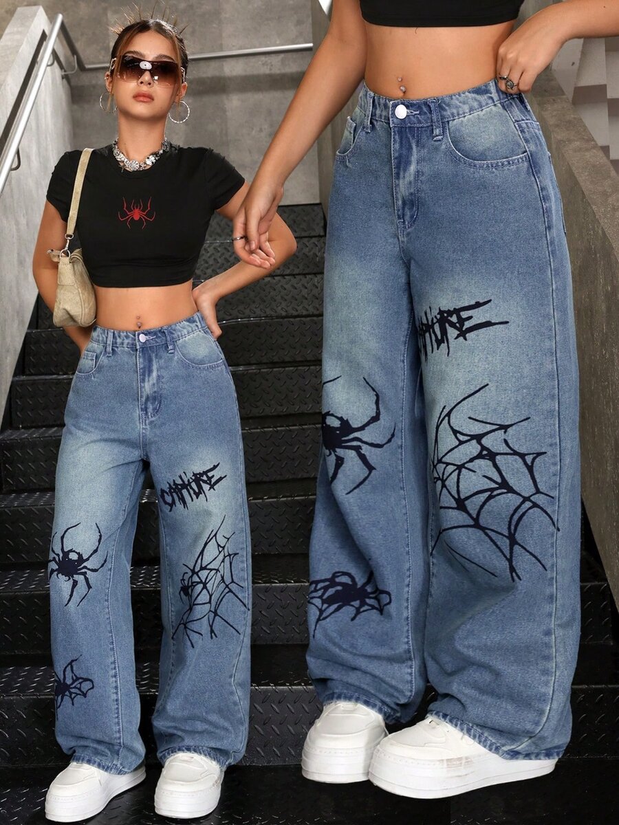 SHEIN TEEN GIRLS Y2K DENIM WASH