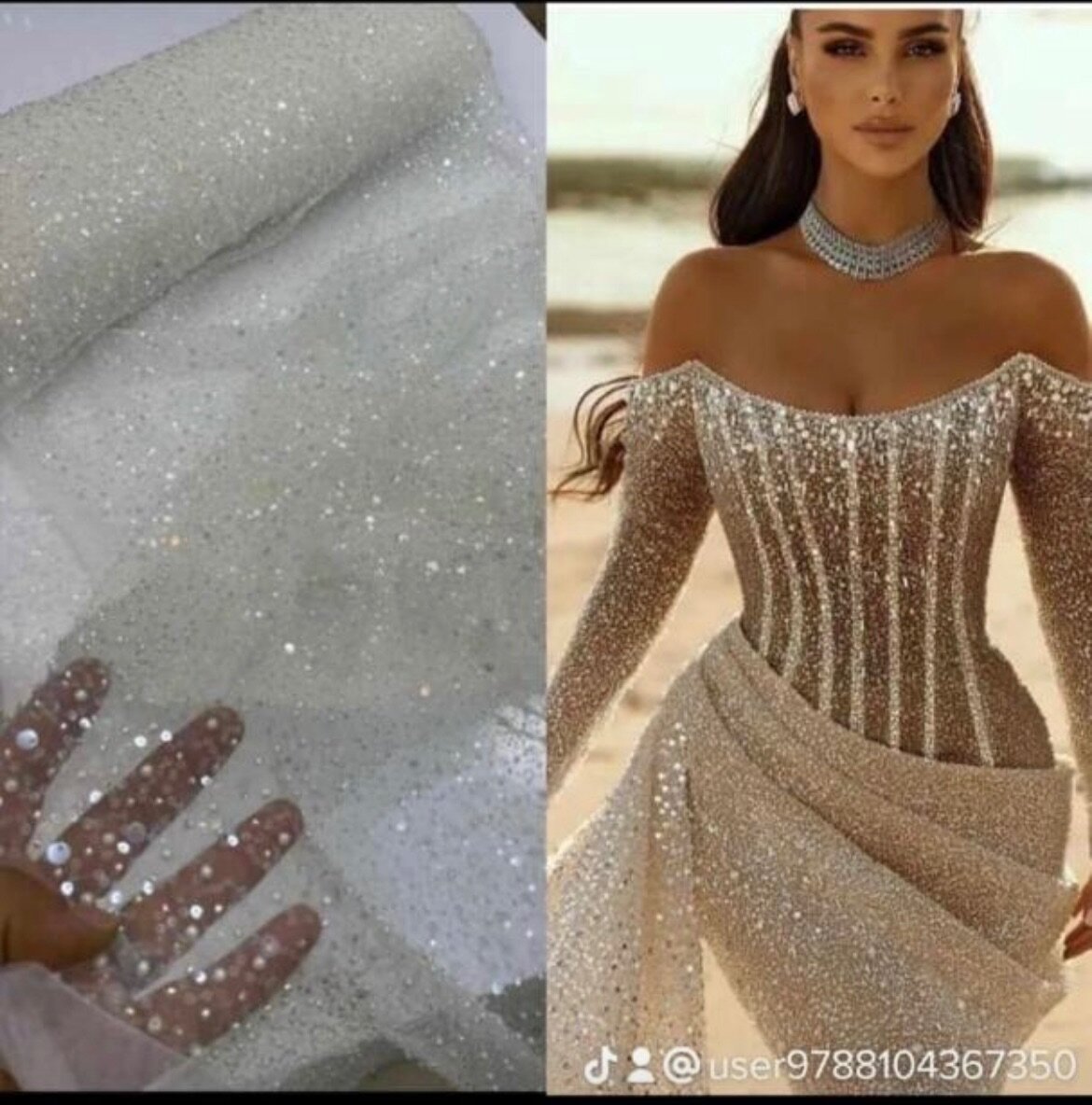 White beaded lace