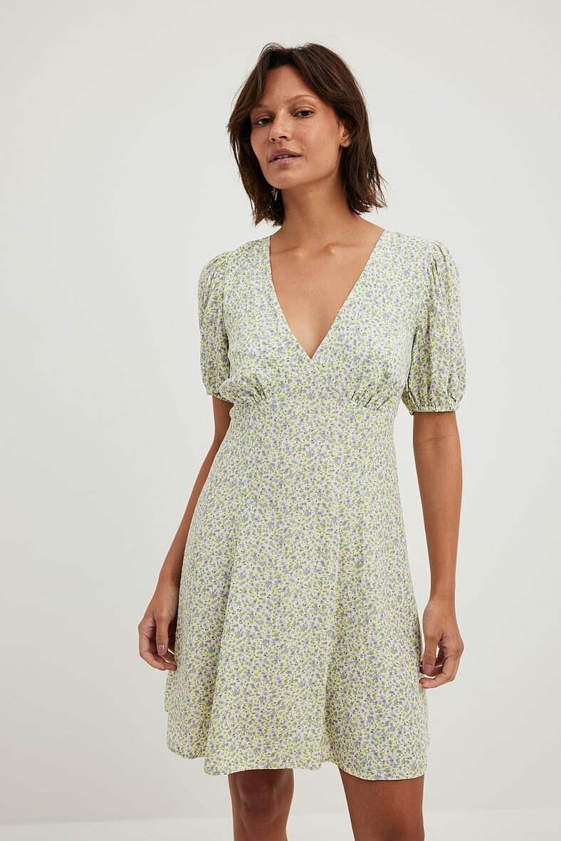 Green Flower Mini Dress