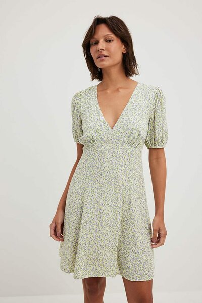 Green Flower Mini Dress
