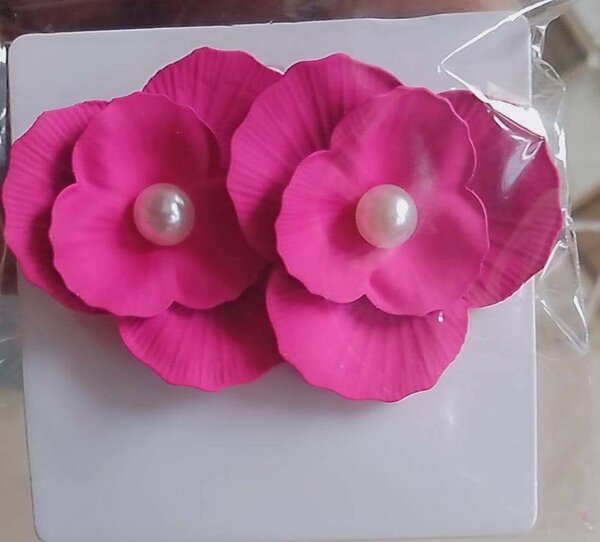 Boucles d'oreilles fleurs perles