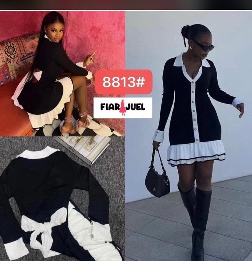 Robe chic noire et blanche