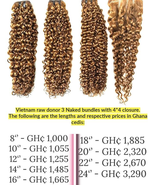Vietnam raw donor 3 Naked bundles with 4*4 closure 