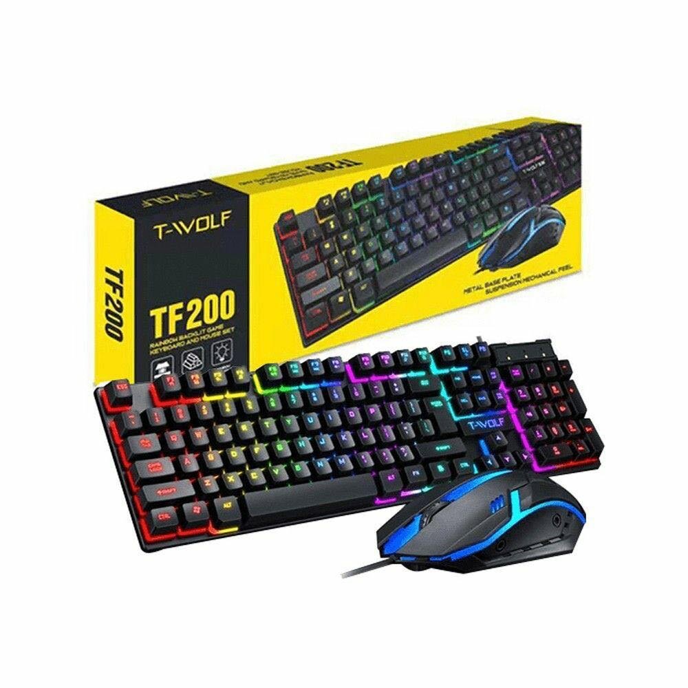 Wired TF200 Rainbow Backlit Gaming Keyboard and Mouse