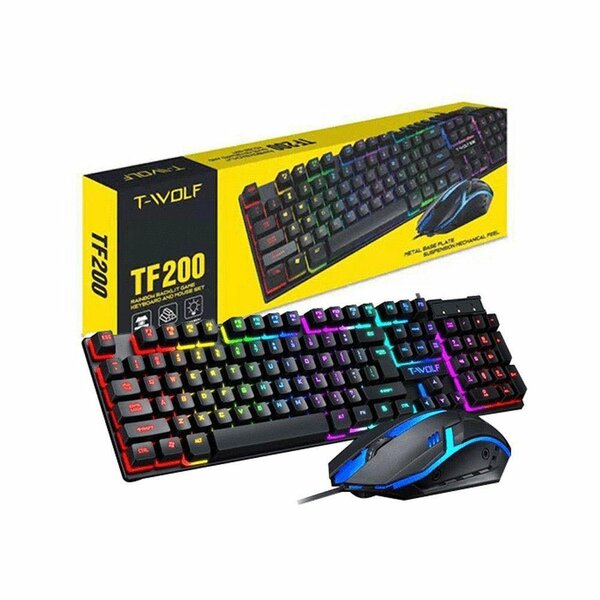Wired TF200 Rainbow Backlit Gaming Keyboard and Mouse