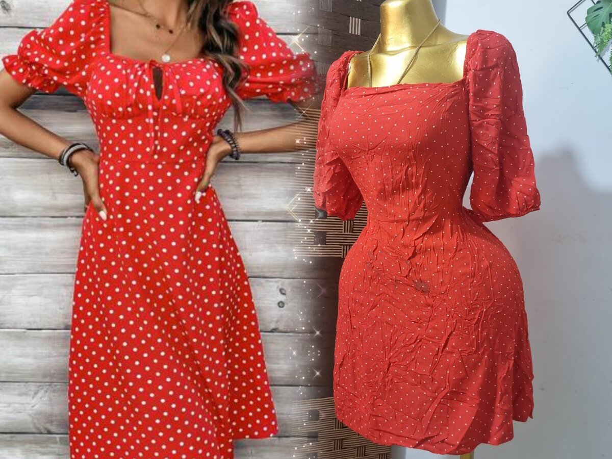 Robe Rouge à Pois Élégante