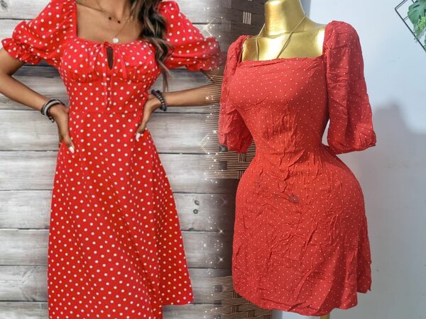 Robe Rouge à Pois Élégante