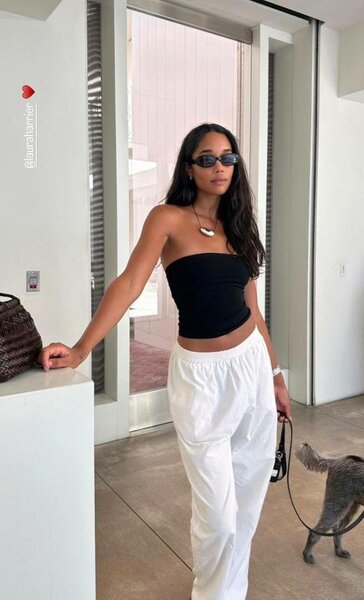 Pantalon ample blanc femme