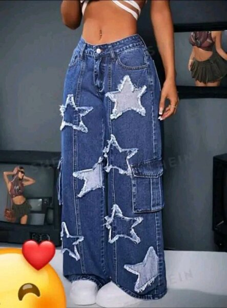 Jean étoilé oversize femme
