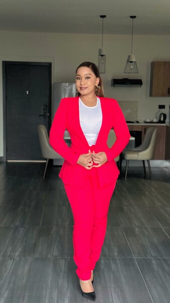 Two piece red suit