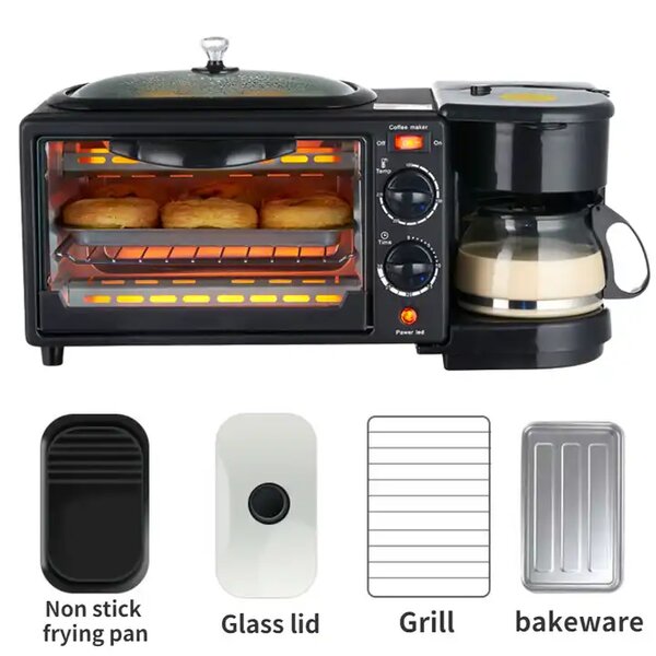 3 in 1 Breakfast Toaster Coffee Maker