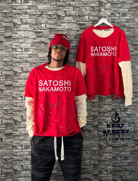 T-shirt Satoshi Nakamoto Rouge