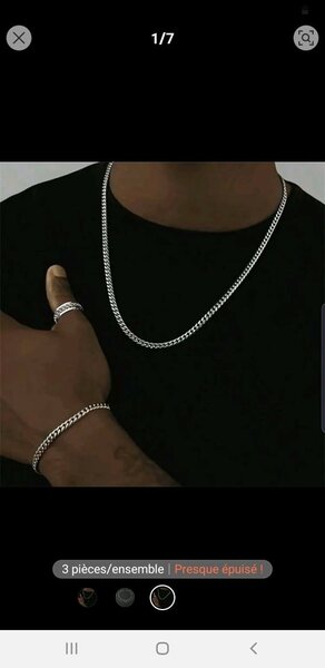 Collier et bracelet en acier inoxydable pour hommes