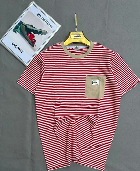 T-shirt rayé rouge Lacoste