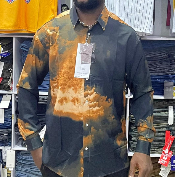 gray shirt with print
