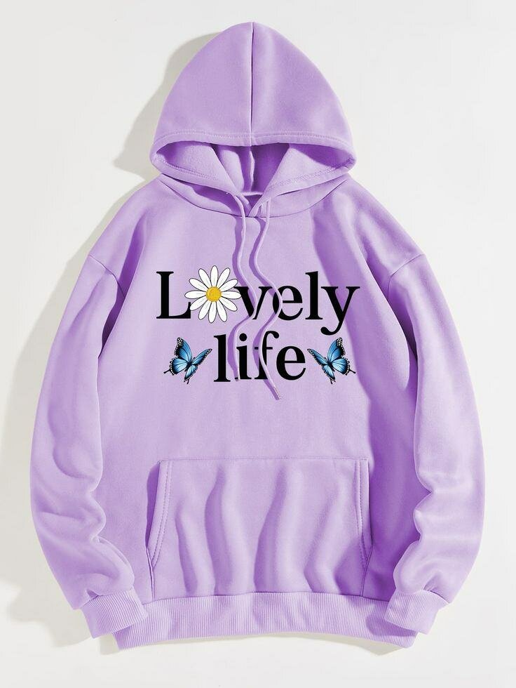 Sweat à capuche papillon violet