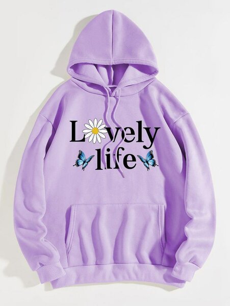 Sweat à capuche papillon violet